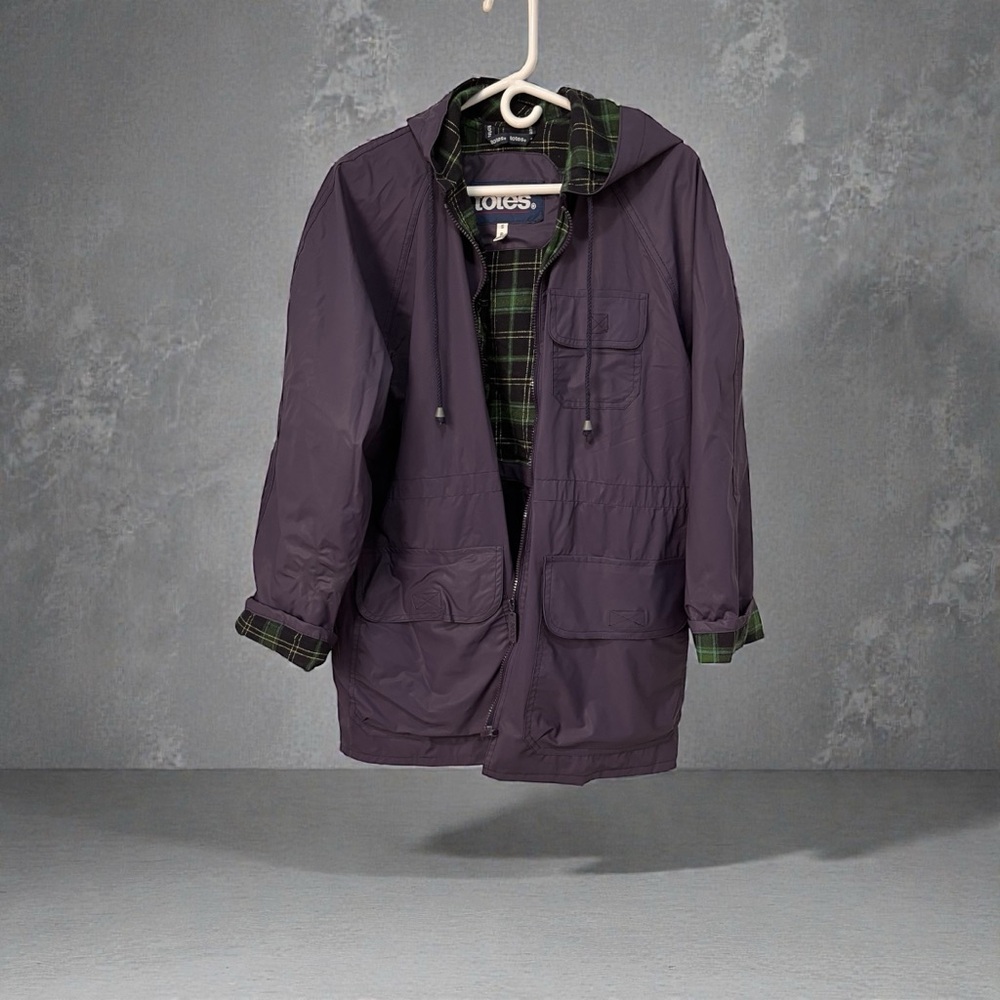 Totes Women Deep Purple Raincoat, Flannel Lined All Weather Jacket with Hood